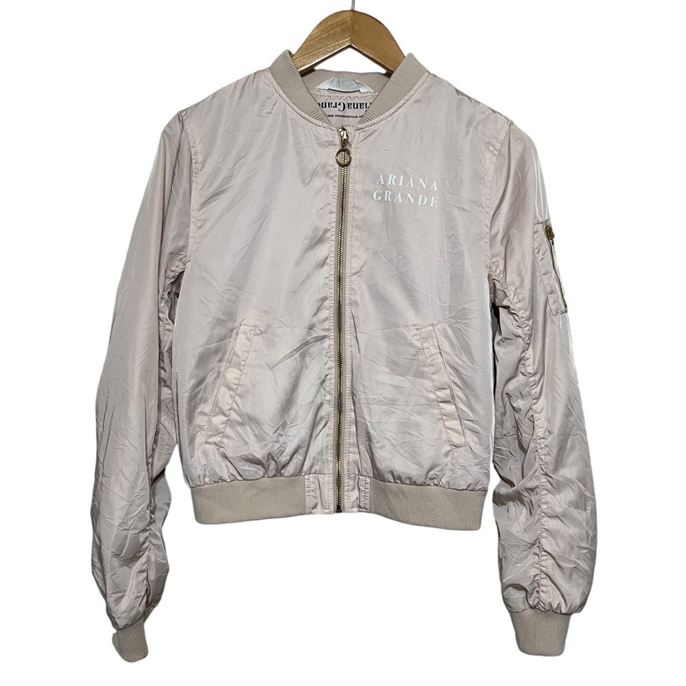 Ariana Grand Grande Ari Tour Pink H&M Jacket with Gold Zipper Girls Size 12-13